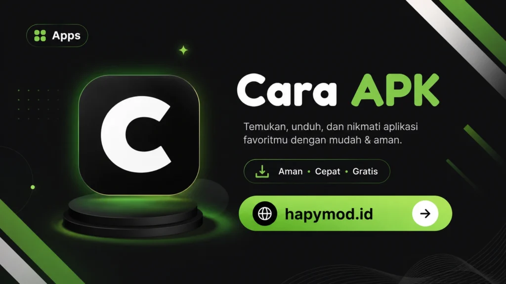 Cara APK untuk Android dengan antarmuka unduhan aplikasi di hapymod.id
